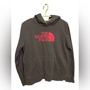 The North Face Brown Hoodie Sweater with Bold Red Logo